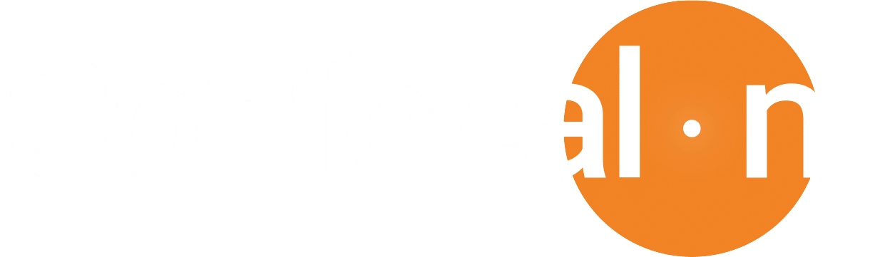 A white logo of Confocal